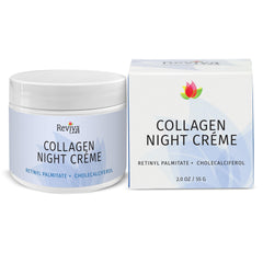 Reviva Labs Collagen Night Cream bottle ready for overnight hydration and elasticity support.