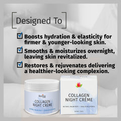 Reviva Labs Collagen Night Cream jar with botanical oils.