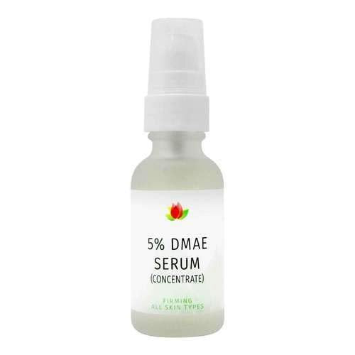 Closeup of the Reviva Labs DMAE Firming Fluid ingredients label.