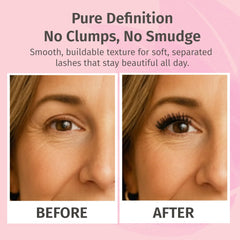 Lashes defined and lengthened with Reviva Labs mascara for a natural look.