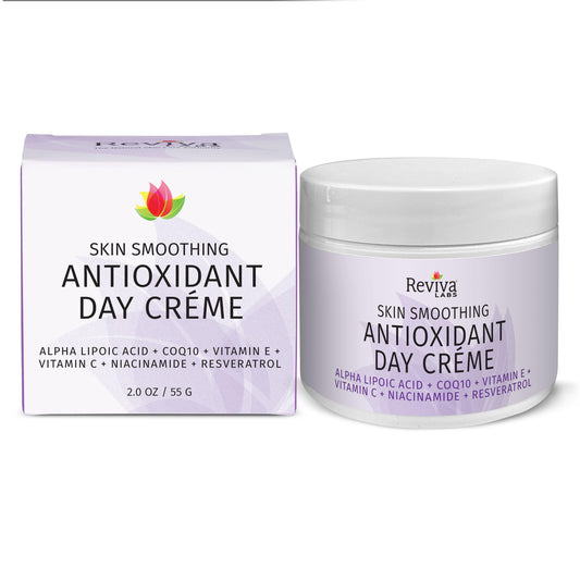 Reviva Labs Skin Smoothing Day Creme jar closeup for a smooth, radiant complexion