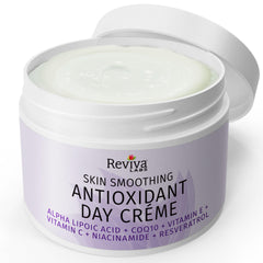 Reviva Labs Day Creme pump dispenser showing easy daily application