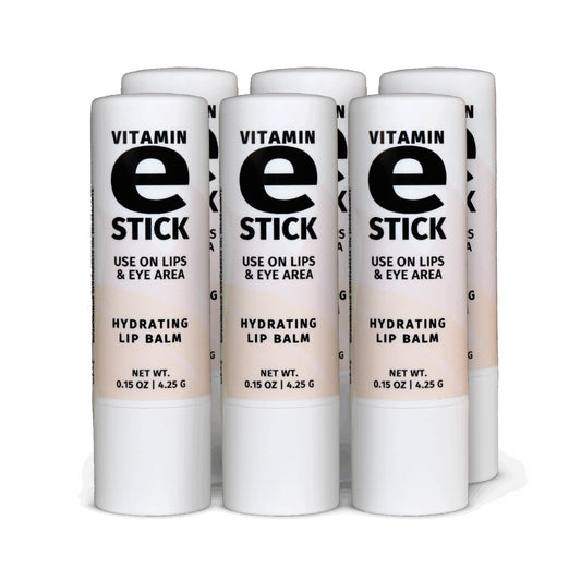 Reviva Labs Vitamin E Stick lip balm hydrates dry lips with a light gloss.