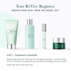 RéVive Foaming Cleanser morning routine shot with bubbles for fresh start