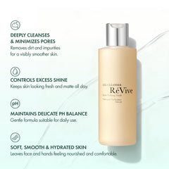 Cucumber essence in RéVive Cleanser hydrates and refreshes skin