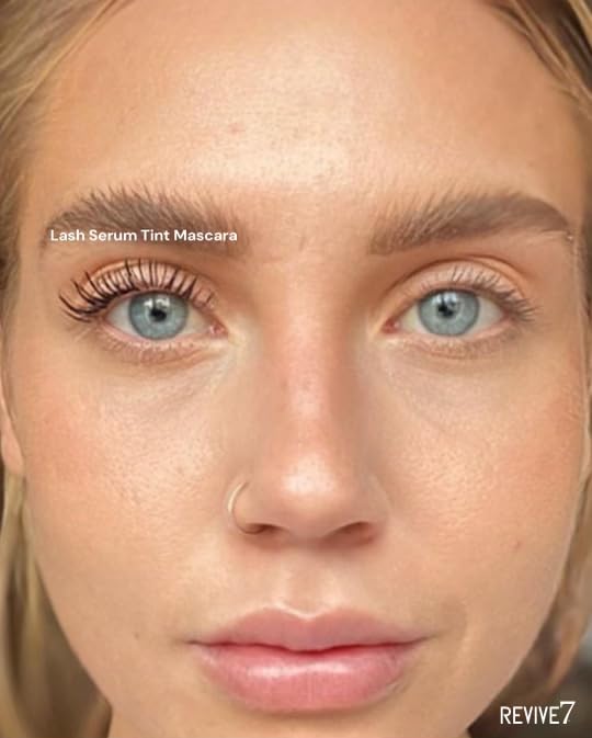 Revive7 Lash Serum Tint Mascara tubing formula swatch for smudge-proof, water-resistant look.