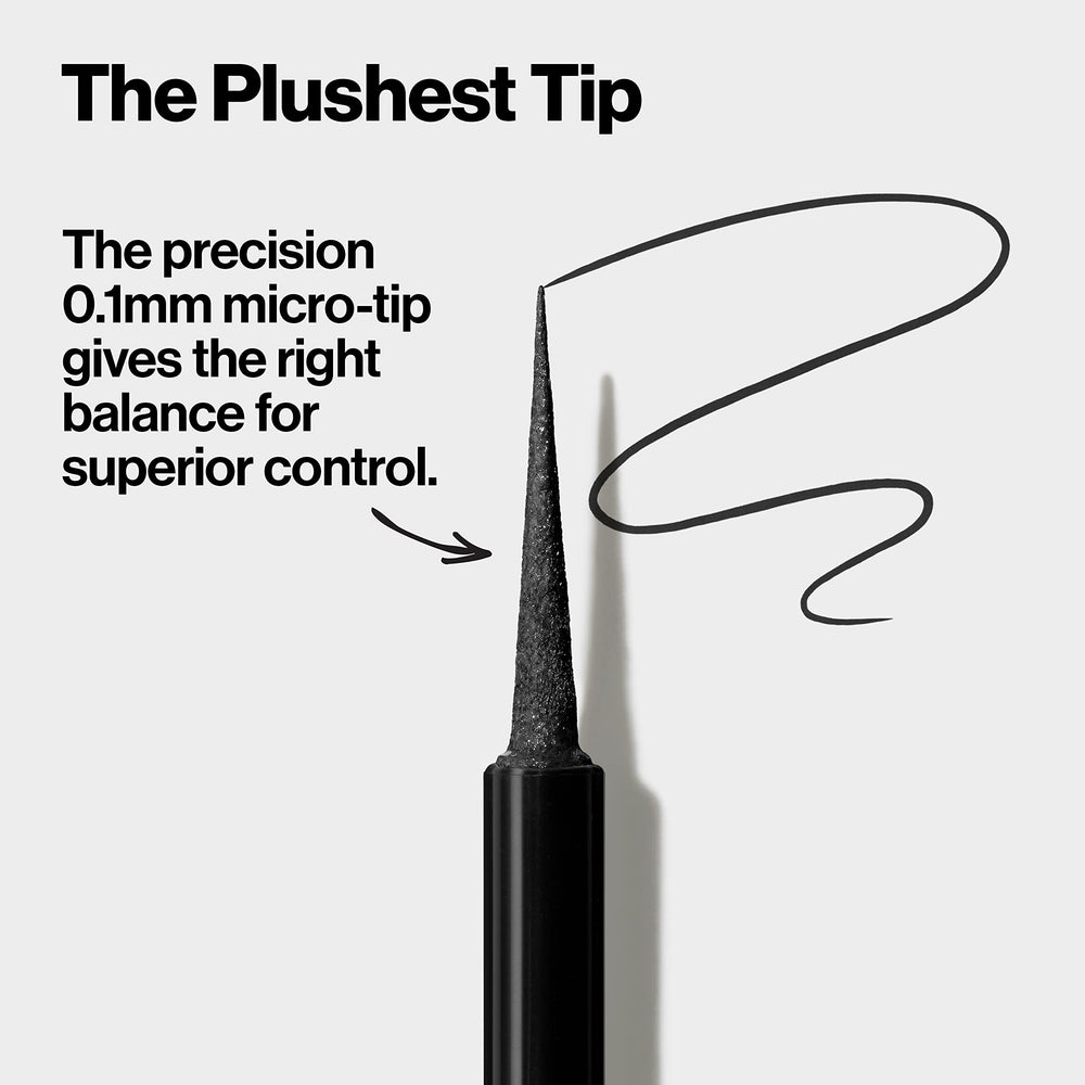 REVLON ColorStay Micro Tip Liner waterproof swatch shows sweat and water resistance.