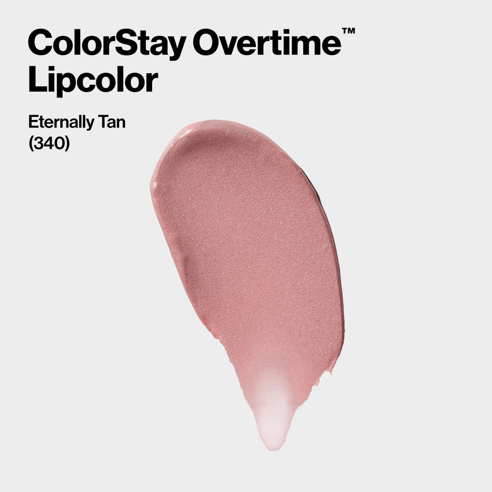 Revlon ColorStay Overtime color swatch demonstrates long-wear pigment in Eternally Tan.