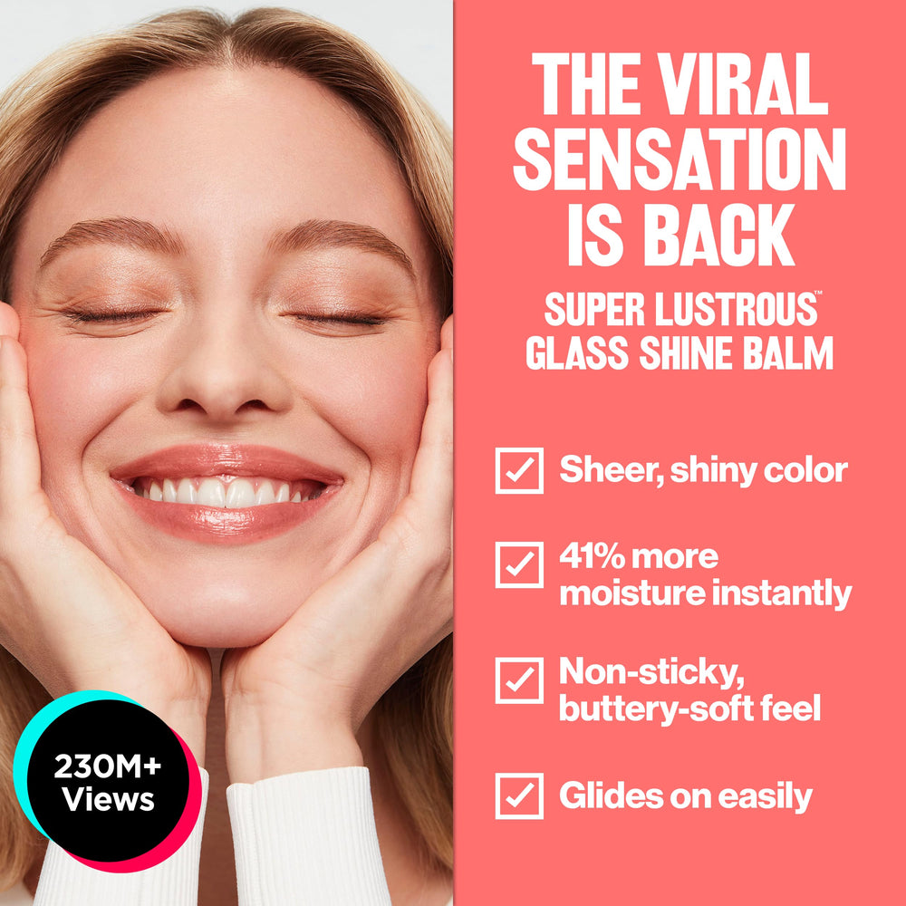 REVLON Glass Shine Balm Girly Swirly swatch delivers soft pink sheen.