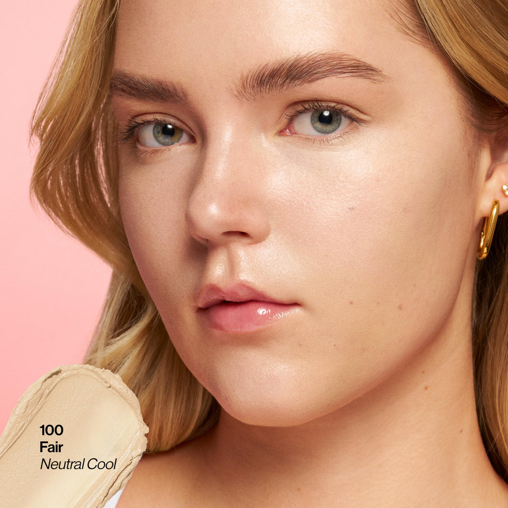 REVLON Glimmer Tinted Moisturizer Stick demonstrates mess-free swipe-on application for quick coverage.