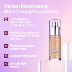 REVLON Illuminance swatches 209 Buff Beige show buildable shade match