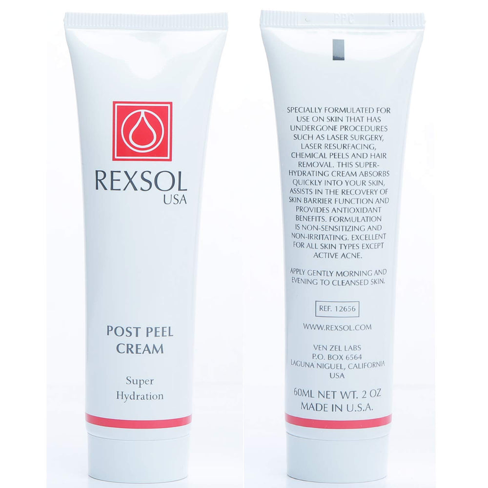 REXSOL Post Peel Cream texture close-up highlights rich, soothing formula