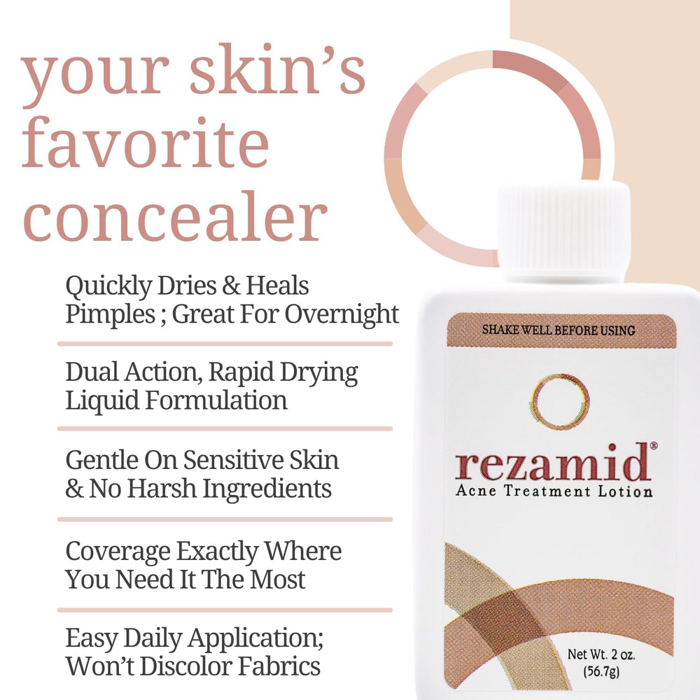 Rezamid sulfur-resorcinol formula close-up highlighting active blemish-fighting ingredients