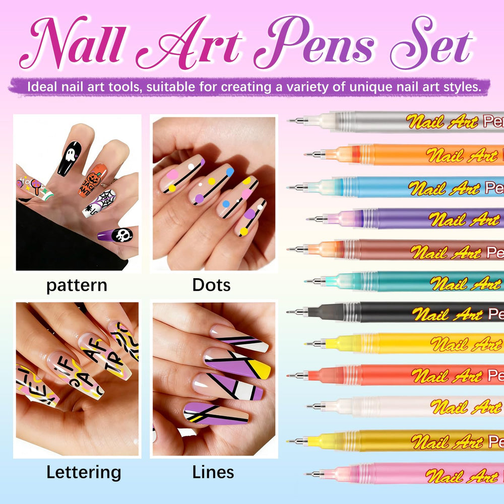 RFENLY nail art pens showing vibrant colors for detailed patterns.