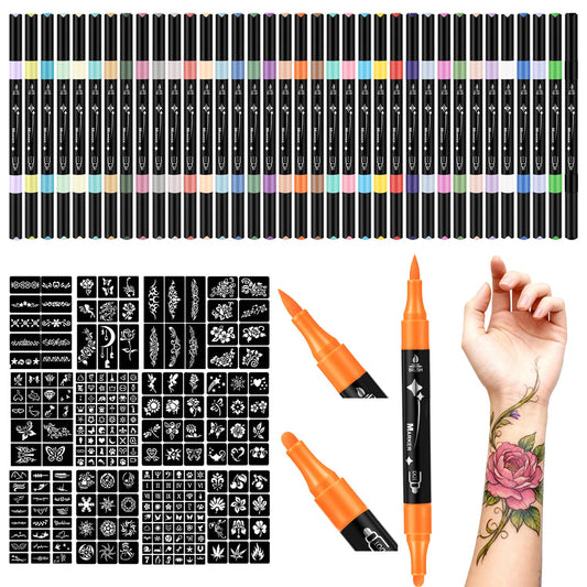 RFENLY tattoo markers in 36 colors for vibrant temporary body art on skin.