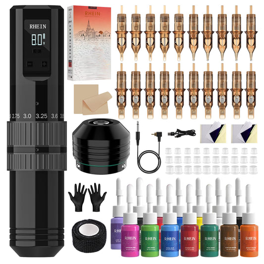 RHEIN RNE40KIT-1 wireless tattoo machine enables precise linework and mobility.