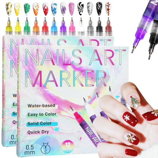 Ricishiy nail art pens set with 12 colors packaging enables versatile DIY designs