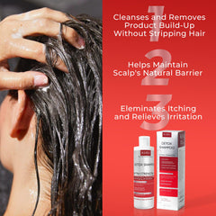 Rida Detox Shampoo on scalp promoting calm, itch-free feeling