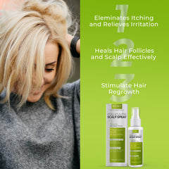 Rida Hair daily-use spray supports flake reduction and comfort.