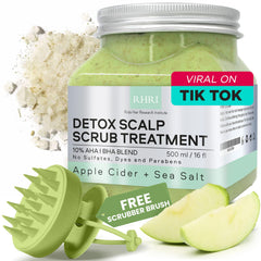 Rida Hair Research Institute green scalp scrub bottle front for refreshing cleansing