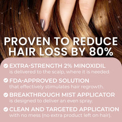 Rida Hair Minoxidil spray application on scalp demonstrating targeted treatment.