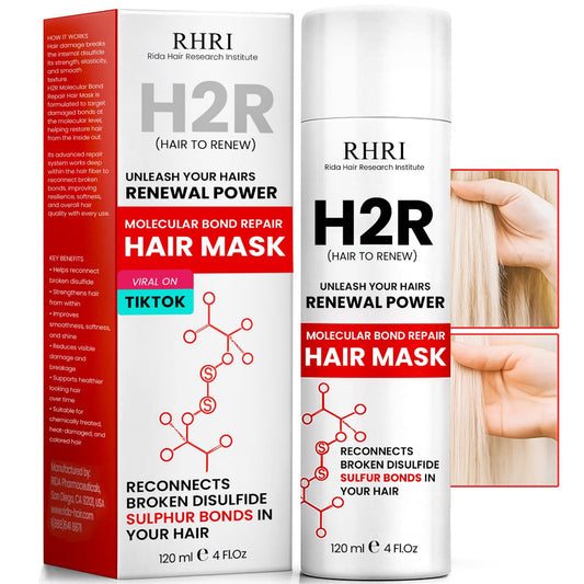 Rida Hair Mask damaged bottle demonstrates bond repair potential for stronger hair