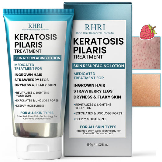 Rida Keratosis Pilaris Treatment bottle shows a hydrating formula for smoother skin.