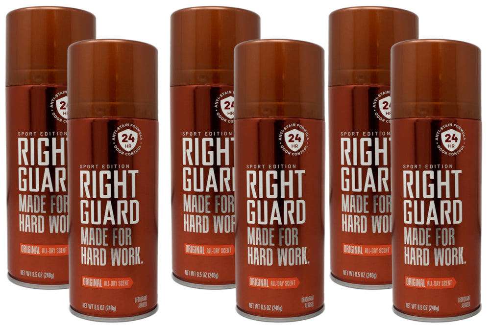 Right Guard Sport Deodorant Original aerosol front view for all-day odor protection.