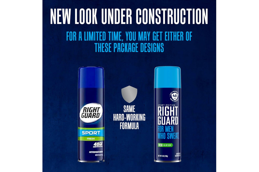 Right Guard Sport Fresh odor protection emphasized for workouts.