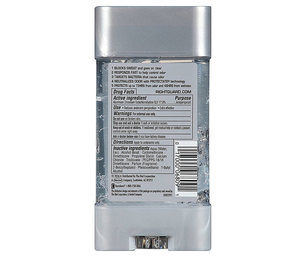 Right Guard Total Defense 5 Power Gel Arctic Refresh bottle close-up for quick-dry confident wear