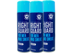 Right Guard unscented aerosol front view, reliable daily protection.