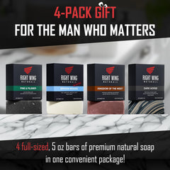 Right Wing Naturals Frontiersman bar soap gift-ready packaging for the man who matters.