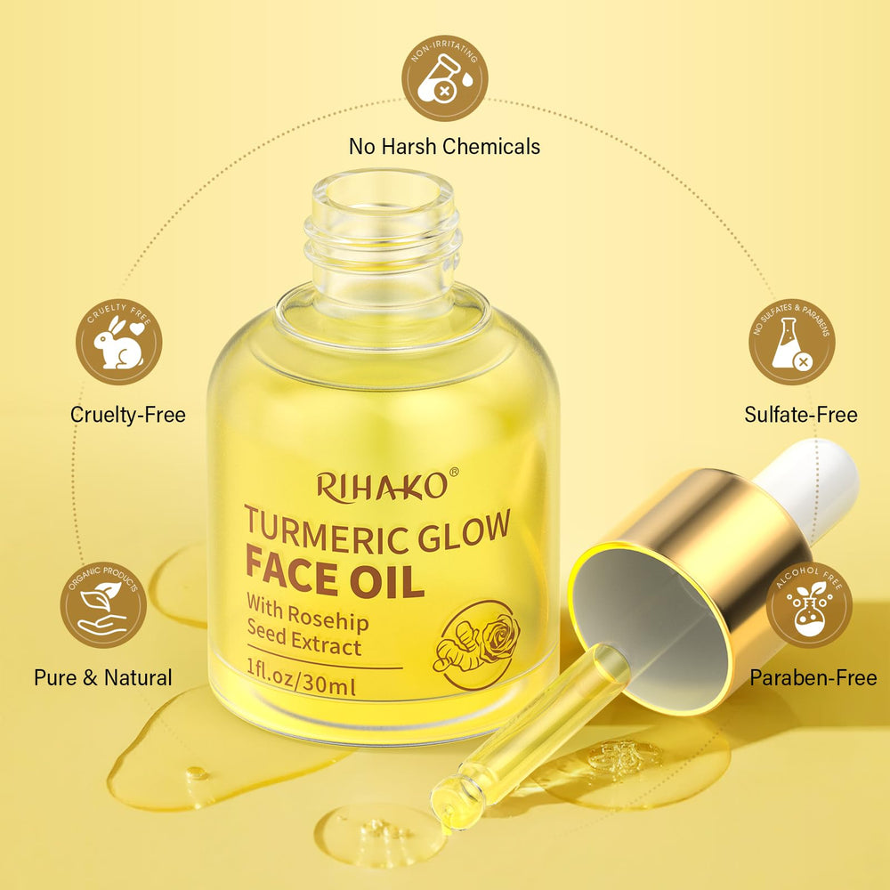 RIHAKO Turmeric Rosehip ingredients highlight antioxidants and nourishment.