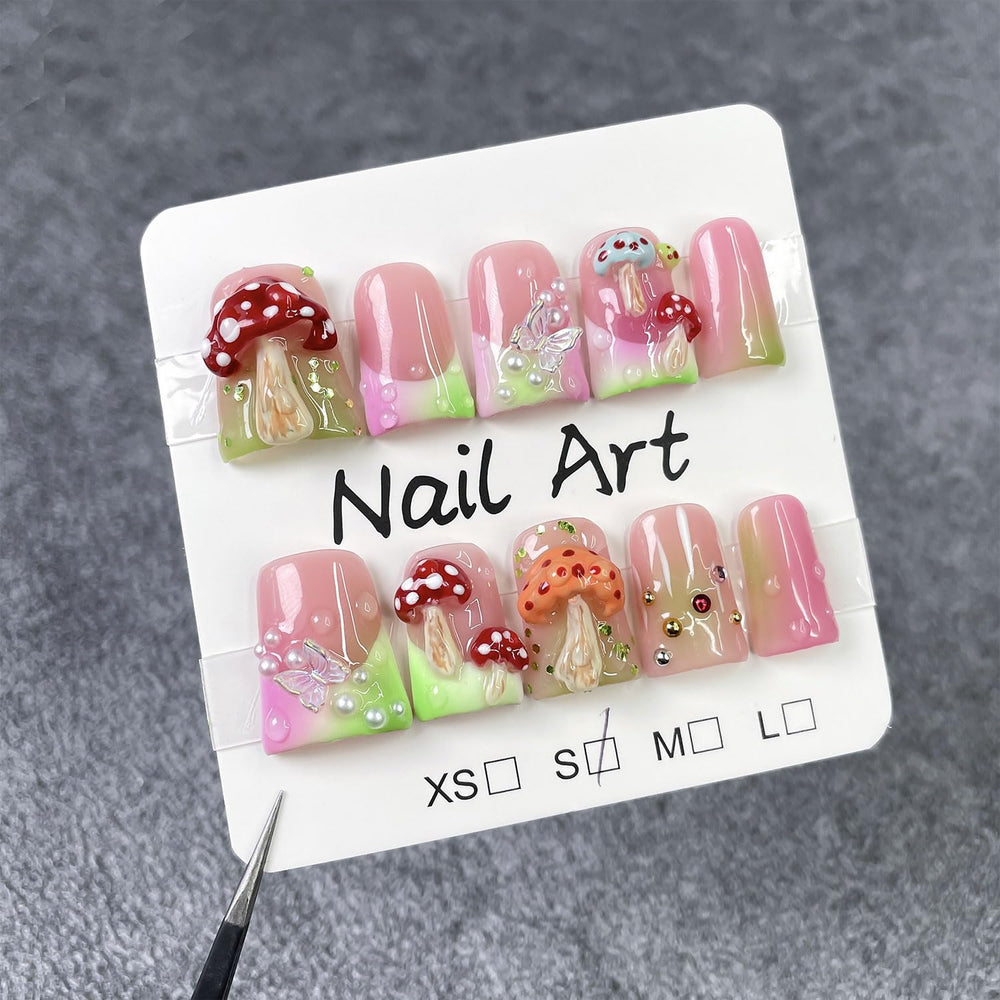 RIICFDD duck nails featuring 3D mushroom art for playful accents