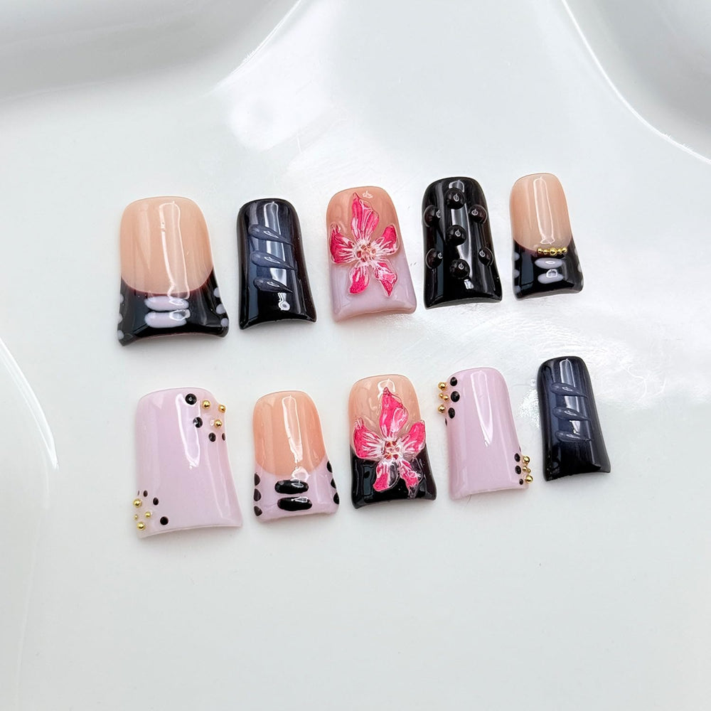 RIICFDD nails worn on hand for natural-length look