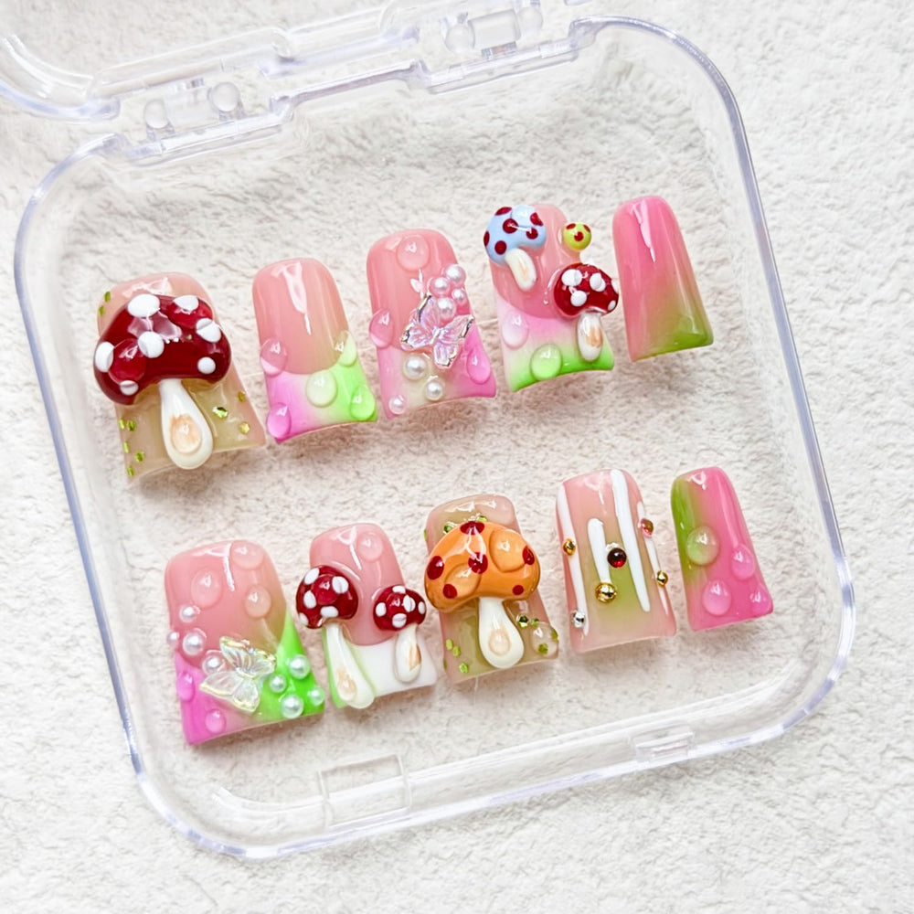 RIICFDD handmade nails with glue kit for easy application