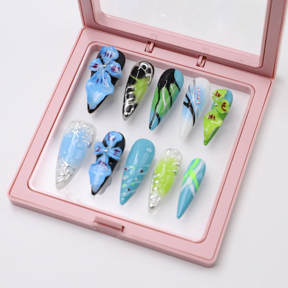 RIICFDD nails styled with winter outfit to show seasonal color coordination