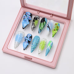 RIICFDD nails styled with winter outfit to show seasonal color coordination