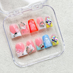 RIICFDD press-on steps prep, glue, press kit for easy home manicure.