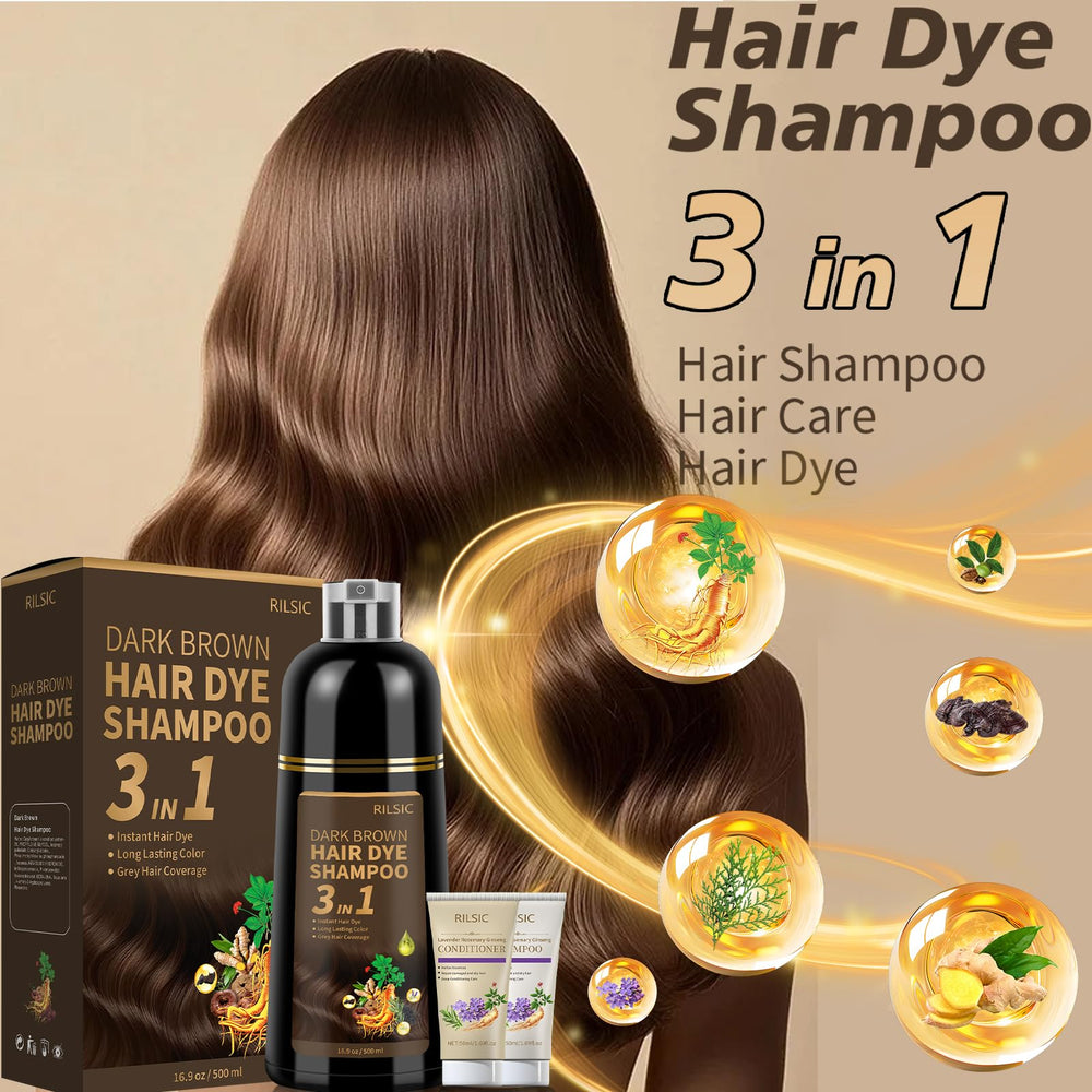 RILSIC 3-in-1 hair colour shampoo pack offers dye, cleanse, and conditioner