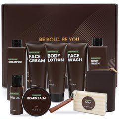 Rinse & Robust gift box with sandalwood motif ready for gifting