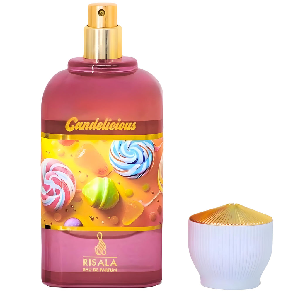 Risala Candelicious close-up on label communicates luxury and long-lasting aroma.