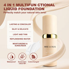 Rise Luxus Ultrablend 4-in-1 foundation pump for easy, controlled application.