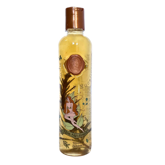Ritual Botanico rosemary and eucalyptus shampoo bottle promoting scalp balance and shine.