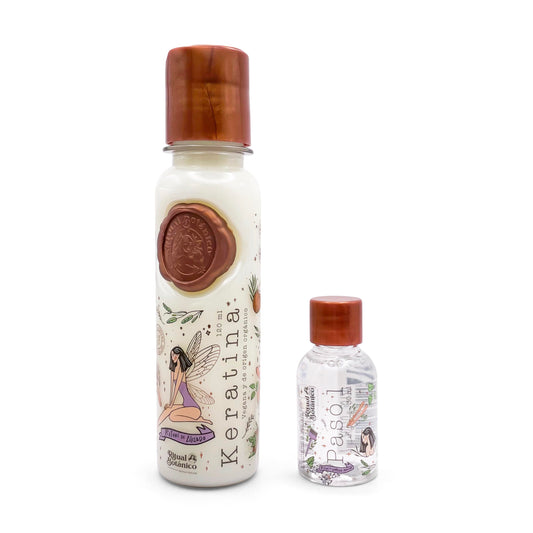 Ritual Botanico Organic Keratin Cream bottle on display, smooths frizz and adds shine.