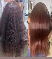 Sleek, straight hair after Ritual Botanico treatment with a shiny finish.
