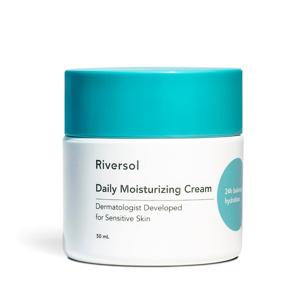 Riversol Daily Face Moisturizer bottle close-up with lightweight hydration.