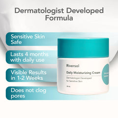 Riversol Daily Face Moisturizer cream texture close-up showing smooth absorption.