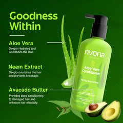 RIVONA NATURALS Aloe Vera Conditioner ingredients featuring aloe, neem, avocado butter