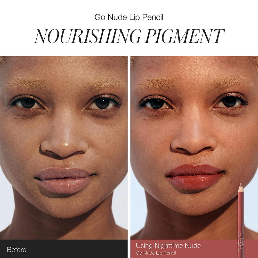 Vegan RMS Beauty Go Nude lip pencil on lips.